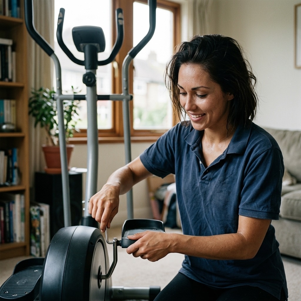 Máquina elíptica siendo reparada